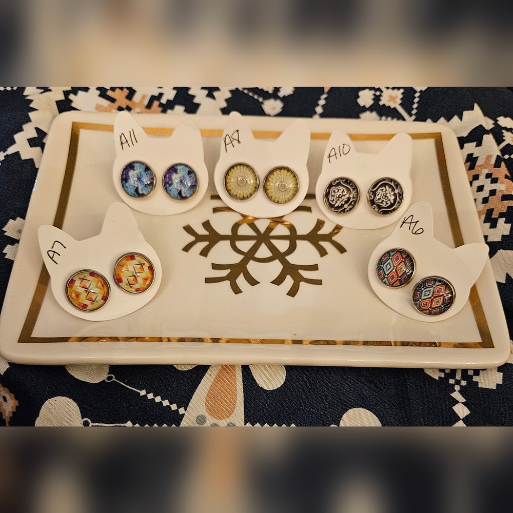 Colorful Geometric and Patterned Earrings Set